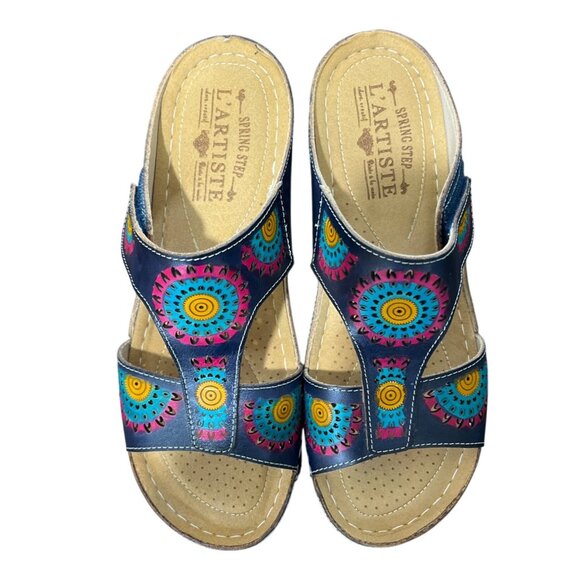 L'Artiste By Spring Step Artsy Sandals Blue Open-Toe Womens Size 38 / US 7.5-8 - Picture 1 of 11